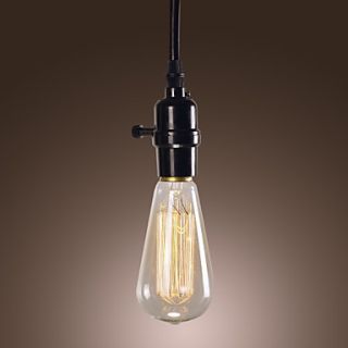 60W Minimalist Pendant Light with Black Wire Weaved Chain and Plastic Light Holder