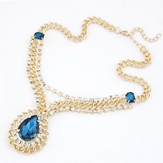 Graceful Alloy With Faceted Teardrop Rhinestone Womens Necklace