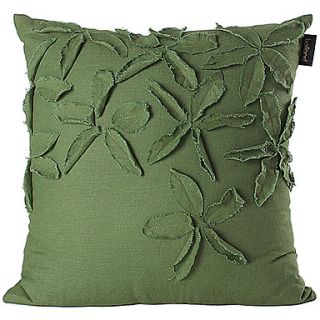 3D Embroidered Green Linen Decorative Pillow Cover