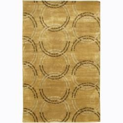 Hand knotted Mandara Gold New Zealand Wool Rug (2 X 3)