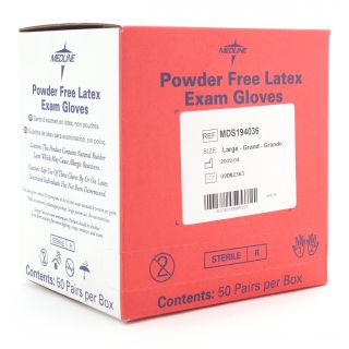 Medline Latex Exam Glove, Powder free, Sterile, Large Pairs (case Of 200)