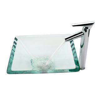 Kraus Bathroom Combo Set Clear Glass Aquamarine Sink And Decus Faucet