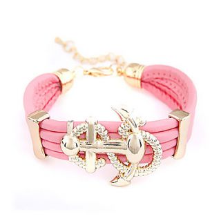 Alloy Anchor Pattern Three row Leather Bracelet(Assorted Colors)