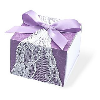 Set of 50 Lavender Favor Box With Lace Sash