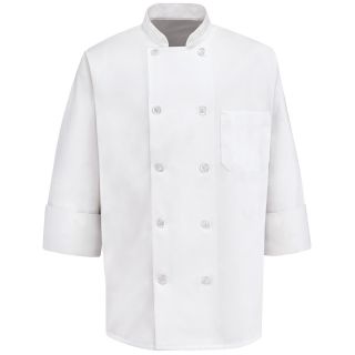 Chef Designs 10 Pearl Button Chef Coat Big and Tall, White