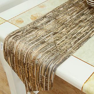 Light Stripe Golden Polyester Table Runner