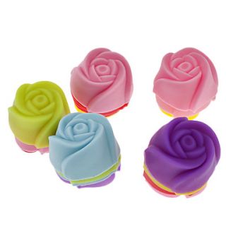 Rose Shaped Colorful Silicone Mini Cupcake Mould (20pcs)