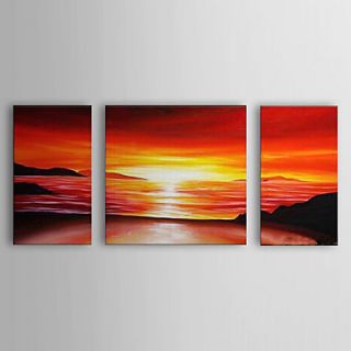 Hand Painted Oil Painting Landscape Sea with Stretched Frame Set of 3 1306 LS0331