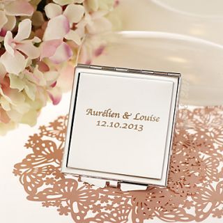 Personalized Square Stainless Steel Compact Mirror Favor