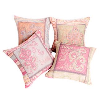 18 Square Set of 4 Floral Love Cotton/Linen Decorative Pillow Cover