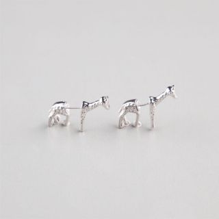 Giraffe Front To Back Earrings Silver One Size For Women 235746140