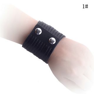 Lureme Extra wide Round Rivet Leather Bracelet(Assorted Colors)