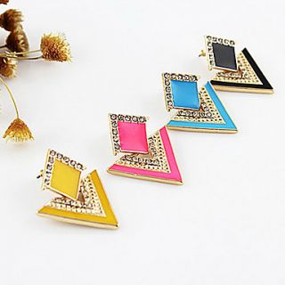 Gold Plated Alloy Zircon Triangle Pattern Earrings(Assorted Colors)
