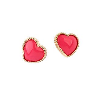 Gold Plated Alloy Acrylic Heart Pattern Earrings(Assorted Colors)