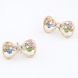 Exquisite Alloy With Multi color Rhinestone Bowknot Shaped Womens Earrings