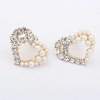 Exquisite Alloy With Rhinestone/Pearl Heart Shaped Womens Earrings