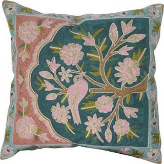 18 Square Blue Black Floral Embroidery Polyester Decorative Pillow Cover
