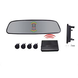 Car Rearview Mirror with 4 Wireless Radar Parking Sensor System (LED Display and Buzzer Alarm)
