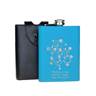 Personalized Love Tree 8 oz Flask With Leatherette Holder