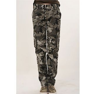 Womens Camouflage Pocket Casual Pants with Belt