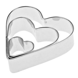 Heart Shaped Stainless Steel Cookie Cutters Set (3 Pack)