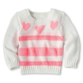 ARIZONA Hearts and Stripes Sweater   Girls 12m 6y, Pink, Girls