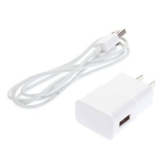 AC Power Adapter Charger and USB Charging Cable for Samsung Galaxy S3 I9300 (2 Flat Pin Plug)
