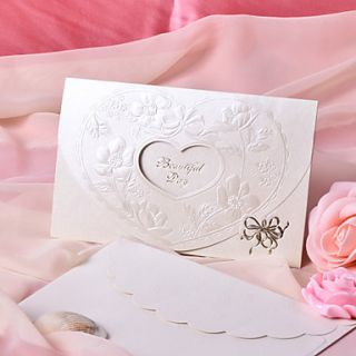 Flower Heart Design Wedding Invitation   Set of 50