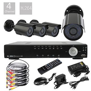 Ultra Low Price 4CH D1 Real Time H.264 CCTV DVR Kit(4 420TVL Waterproof Night Vision CMOS Cameras)