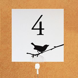 Bird On Branch Table Number Card (set of 10)