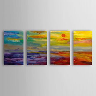 Hand Painted Oil Painting Abstract Sea with Stretched Frame Set of 4 1309 AB0881