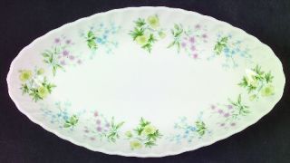 Minton Spring Valley Pickle Dish, Fine China Dinnerware   Yellow/Pink/Blue Flowe