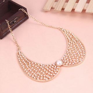 Metal hollow diamond pearl collar temperament Starry false false collar necklace N1017