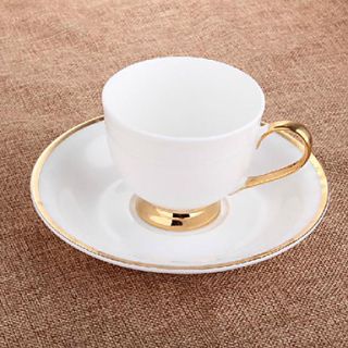 Golden Handle Bone China Coffee Cup And Saucers