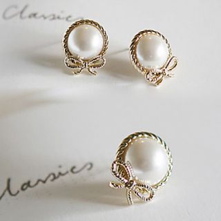 New Stylish Simplicity Personality Pearl Bow Earrings Earrings E617