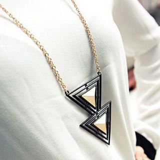 Fashion hollow three dimensional double triangle necklace sweater chain N604