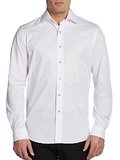 Paisley Jacquard Cotton Sportshirt   White