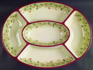 Pfaltzgraff Pepperberry 5 Part Oval Divided Server, Fine China Dinnerware   Brow