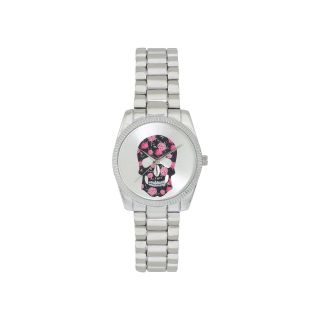 Skull Dial Boyfriend Watch, Silver, Womens