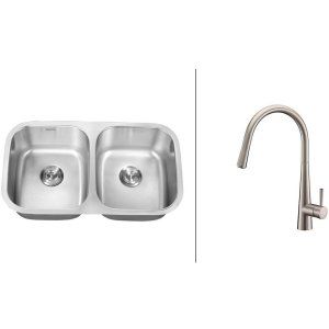 Ruvati RVC2523 Combo Stainless Steel Kitchen Sink and Stainless Steel Set