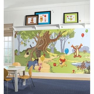 Pooh and Friends Chair Rail Prepasted Wall Art Mural (6 X 10.5)