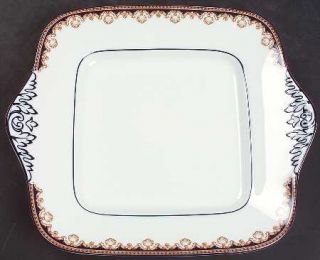 Wedgwood Medici Square Handled Cake Plate, Fine China Dinnerware   Tan Shells On