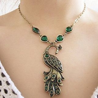 Green retro bohemian peacock pendant necklace short paragraph clavicle chain N384