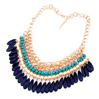 Vintage Water Droplets Tassel Acrylic Pendant Statement Necklace For Evening Party