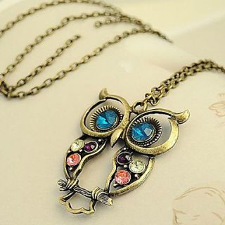 Lovely Alloy With Rhinestone Owl Shaped Necklaces