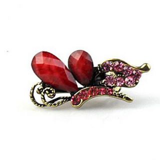 Red Alloy Barrette With Rhinestone For Casual Occasion