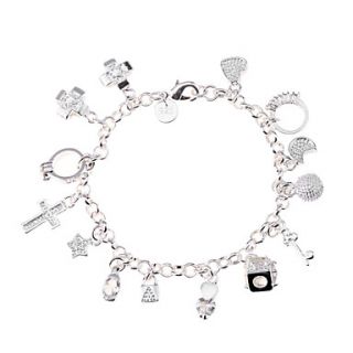 Lureme Sterling Silver Plated Charms Bracelet