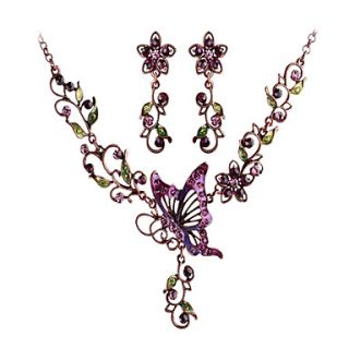Bling recent temperament of purple short necklace, earrings suit