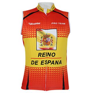 Kooplus2013 Championship Jersey Spain 100% Polyester Wicking Fibers Sleeveless Cycling Vest with Reflective Tape