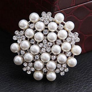 Full Rhinestone Pearl Round Brooch(Random Color)